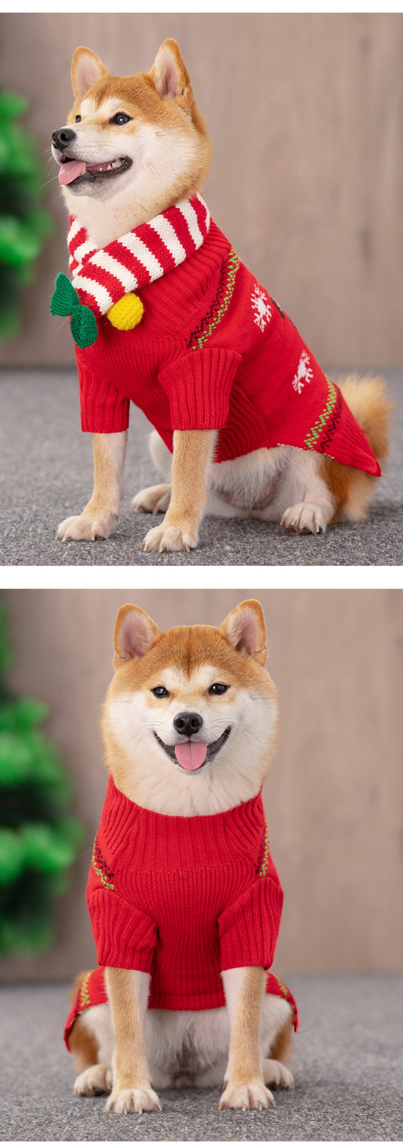 STAYPAW Holiday Reindeer Knit Dog Sweater Soft Warm Winter Pullover S-2XL - Detail 5