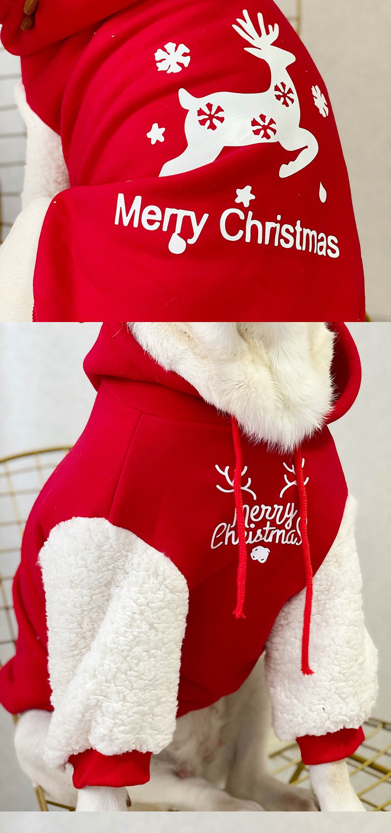 STAYPAW Holiday Reindeer Dog Hoodie, Warm Fleece-Lined Winter Sweatshirt - Detail 5
