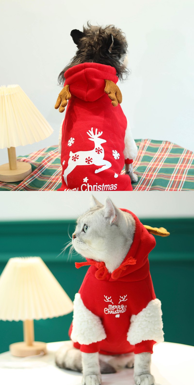 STAYPAW Holiday Reindeer Dog Hoodie, Warm Fleece-Lined Winter Sweatshirt - Detail 8
