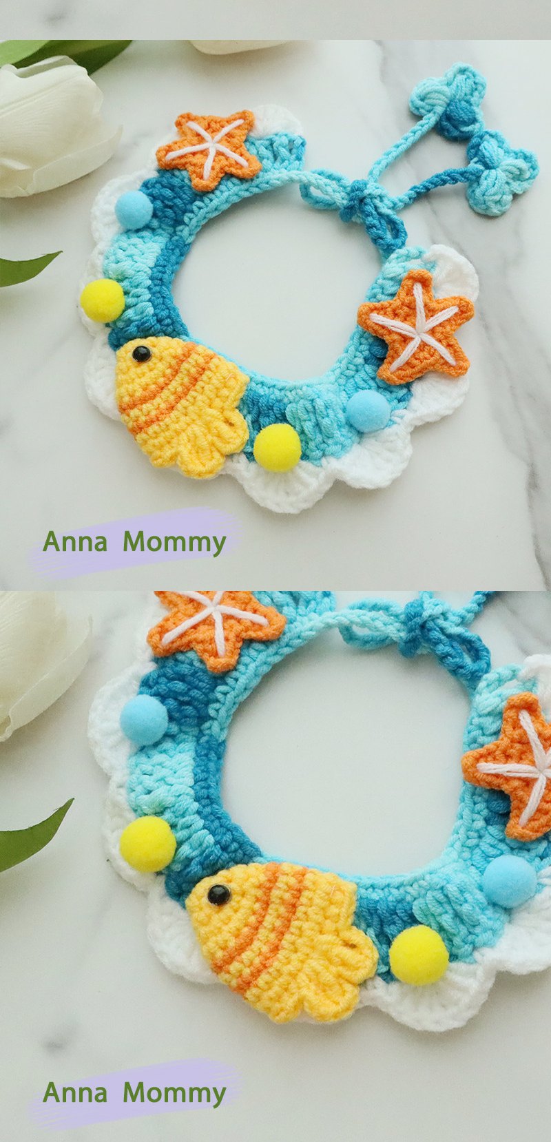 STAYPAW Hand-Knitted Pet Collar Cute Yarn Bandana for Cats and Small Dogs - Detail 2