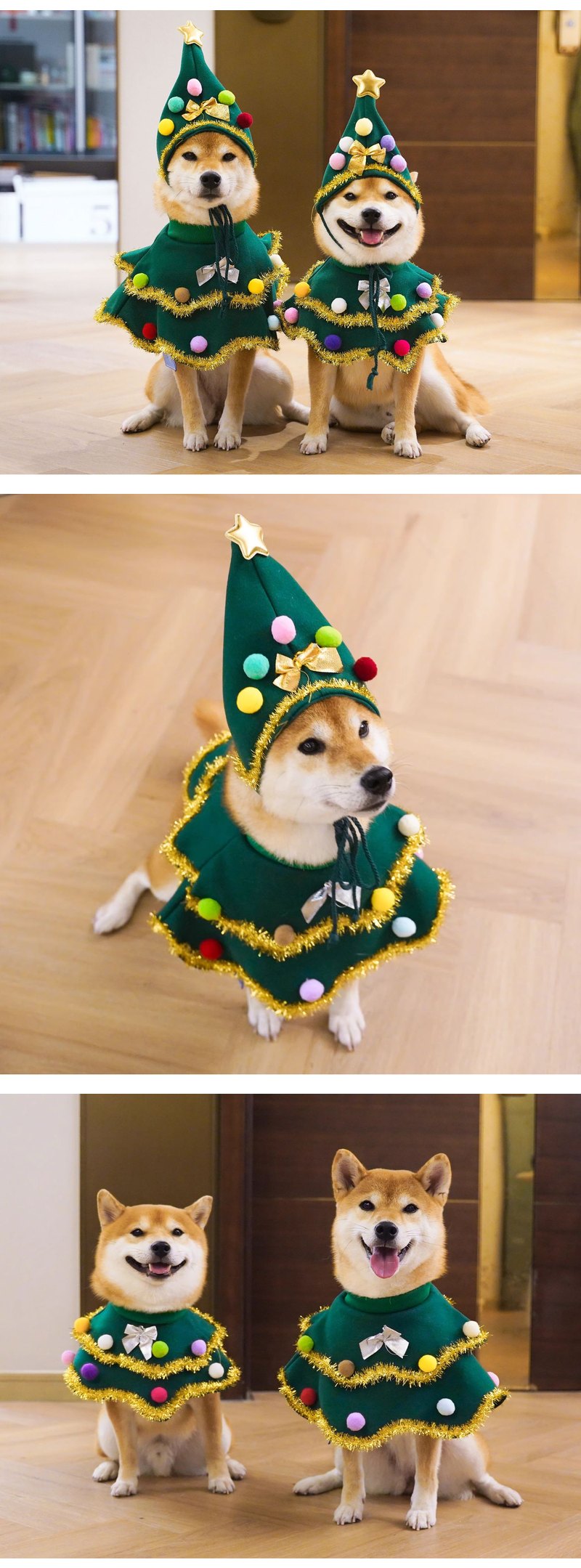 STAYPAW Walking Christmas Tree Dog Costume Set, Festive Holiday Scarf & Hat - Detail 3