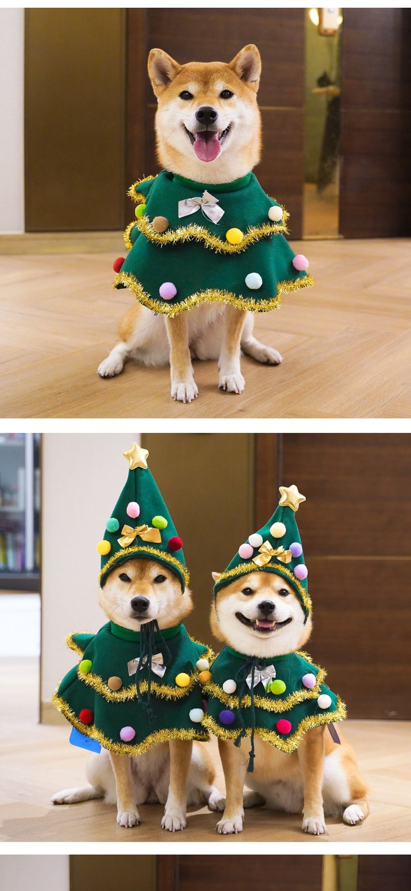 STAYPAW Walking Christmas Tree Dog Costume Set, Festive Holiday Scarf & Hat - Detail 4