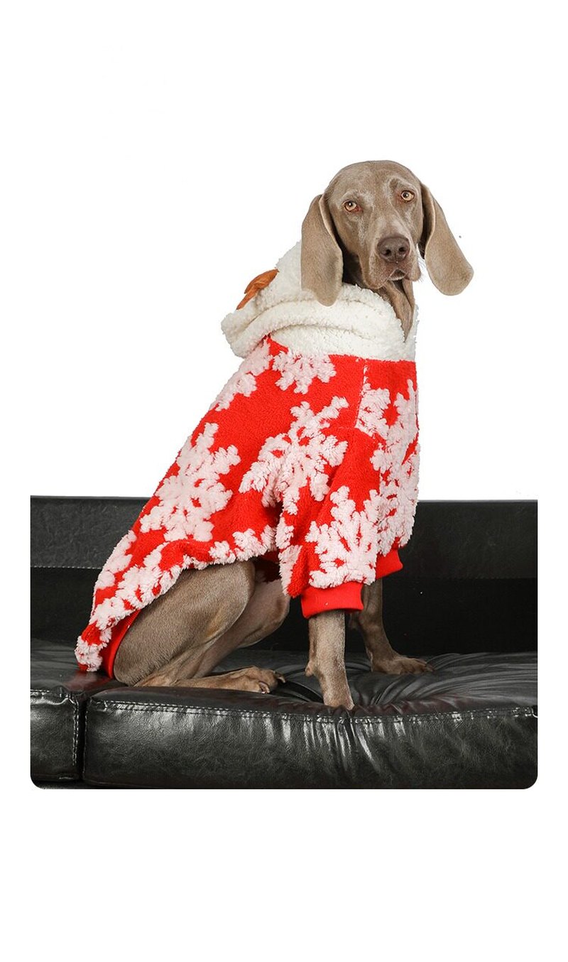 STAYPAW Festive Red Winter Warm Dog Fleece Coat for Small to Large Breeds - Detail 4