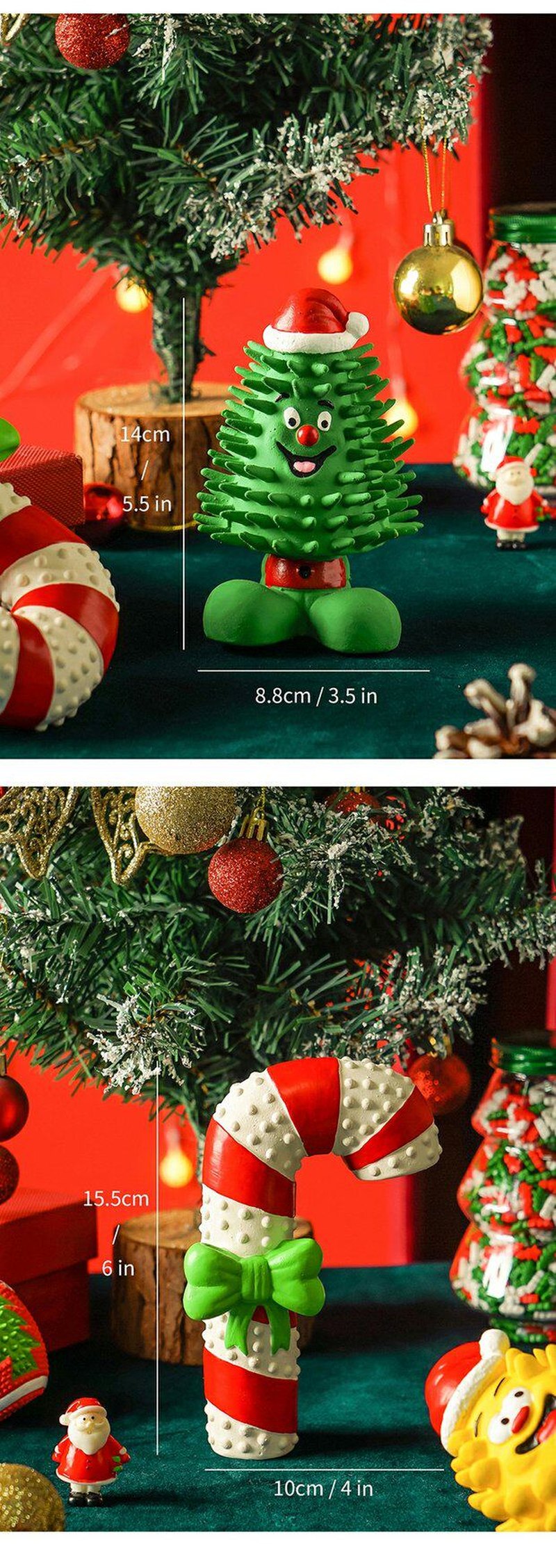 STAYPAW Natural Latex Squeaky Dog Chew Toys, Festive Teething Fetch Toys - Detail 2