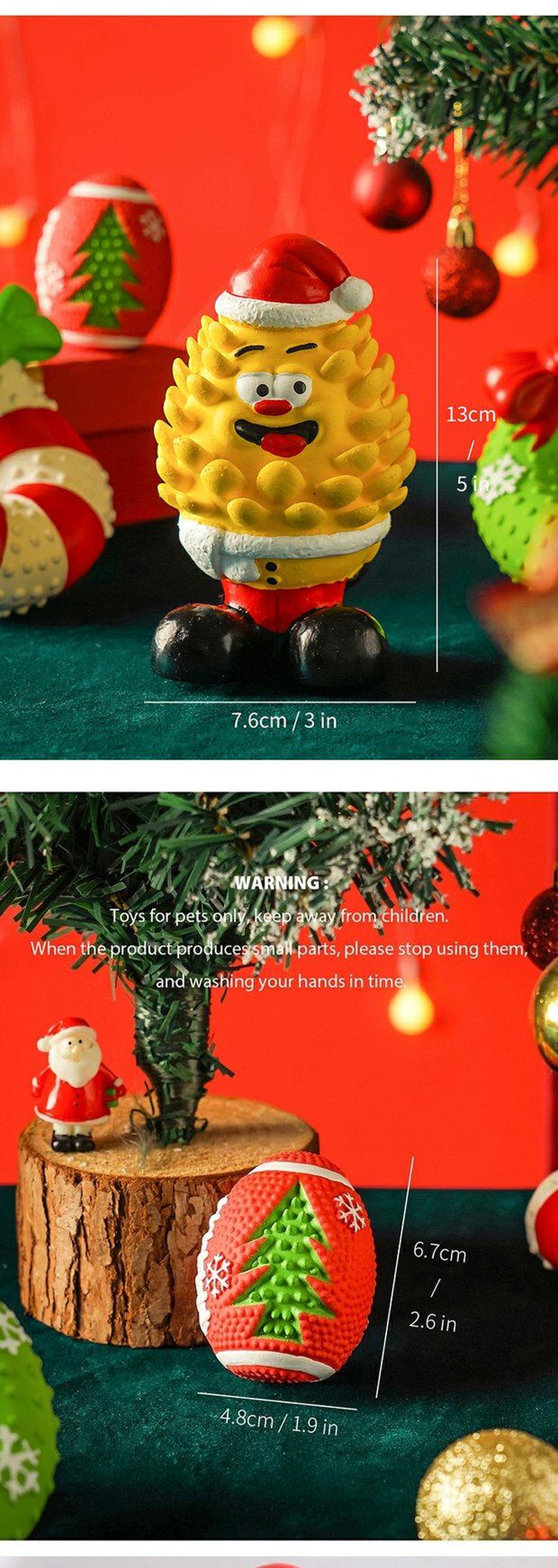 STAYPAW Natural Latex Squeaky Dog Chew Toys, Festive Teething Fetch Toys - Detail 3