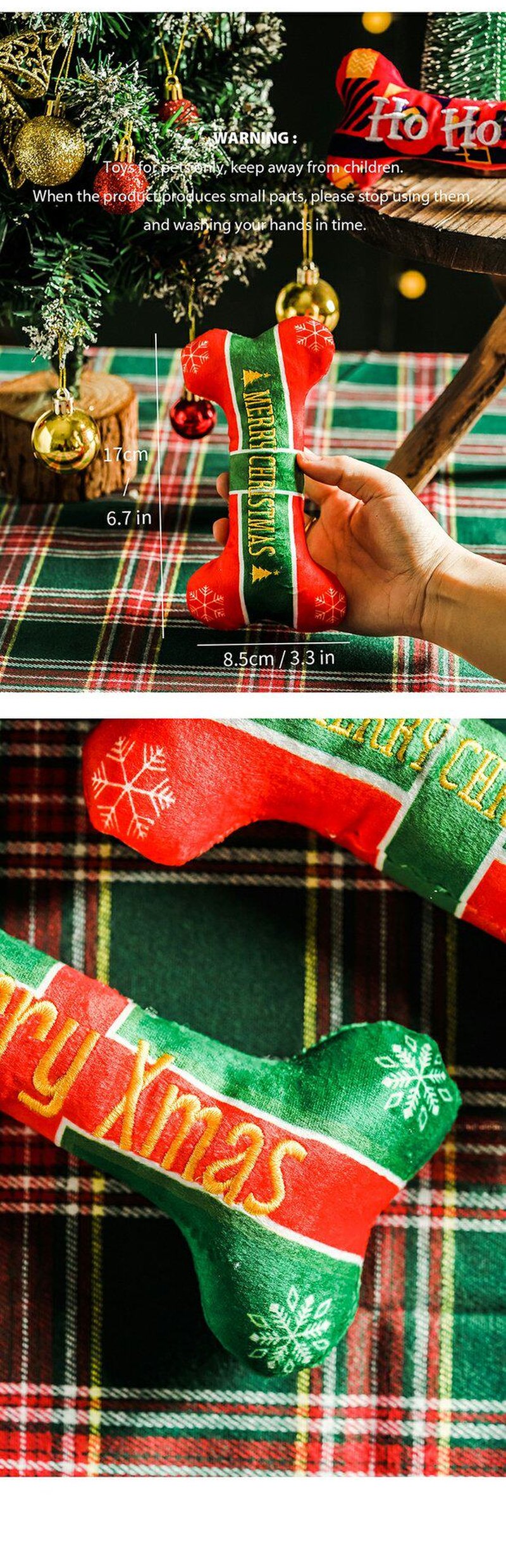 STAYPAW Natural Latex Squeaky Dog Chew Toys, Festive Teething Fetch Toys - Detail 8