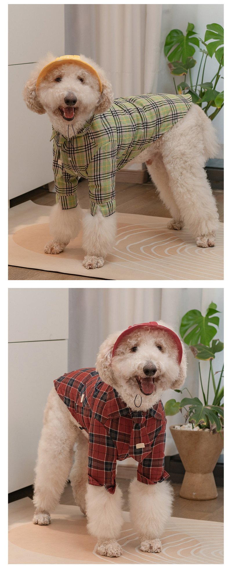 STAYPAW Classic Plaid Dog Shirt and Hat Set for Medium to Extra Large Breeds - Detail 3