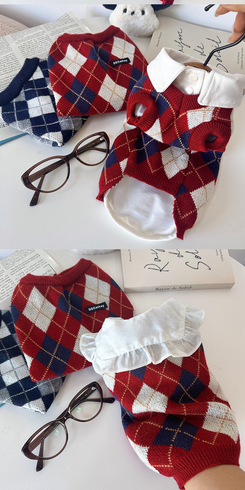 STAYPAW Classic Plaid Knit Dog Sweater for Small Dogs and Cats, XXS-XXL - Detail 3