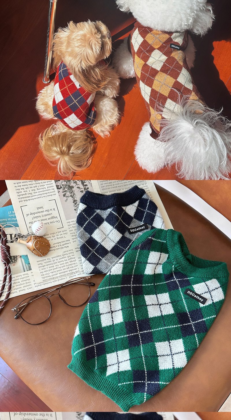 STAYPAW Classic Plaid Knit Dog Sweater for Small Dogs and Cats, XXS-XXL - Detail 6