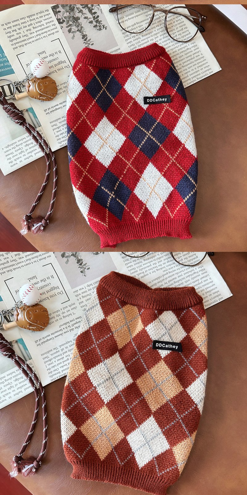 STAYPAW Classic Plaid Knit Dog Sweater for Small Dogs and Cats, XXS-XXL - Detail 8