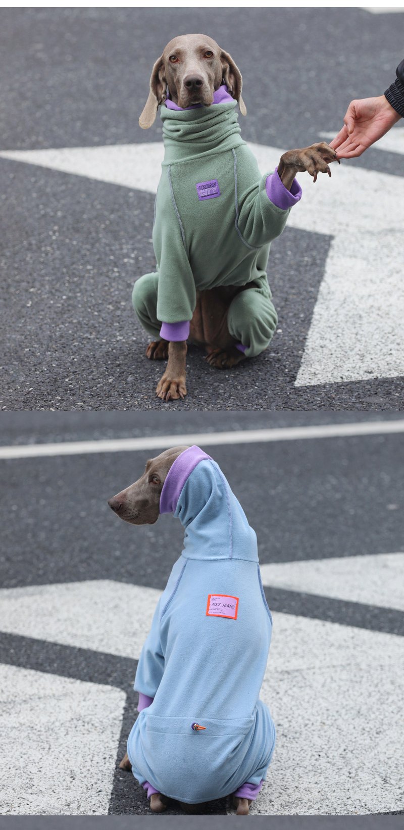 STAYPAW Thermal Fleece 4-Legged Dog Jumpsuit Winter Pajamas for Large Dogs - Detail 3