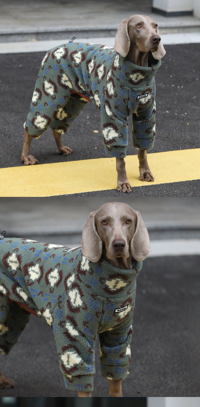 STAYPAW Double-Sided Fleece Dog Pajamas Warm Winter Bodysuit for Large Dogs - Detail 4