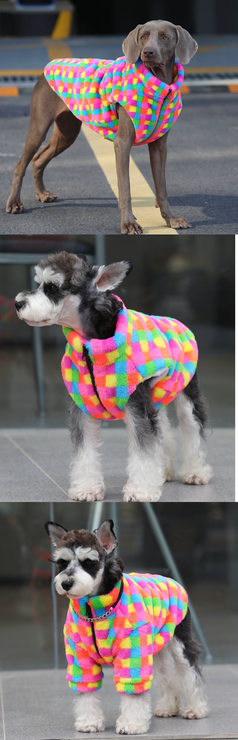 STAYPAW Faux Fur Lined Dog Winter Coat Plaid Warm Padded Vest for All Sizes - Detail 3