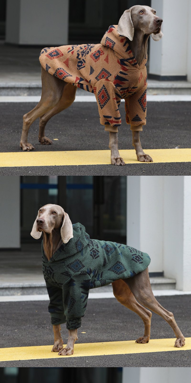 STAYPAW Diamond Print Polar Fleece Dog Hoodie, Warm Winter Coat for Medium & Large Dogs - Detail 3