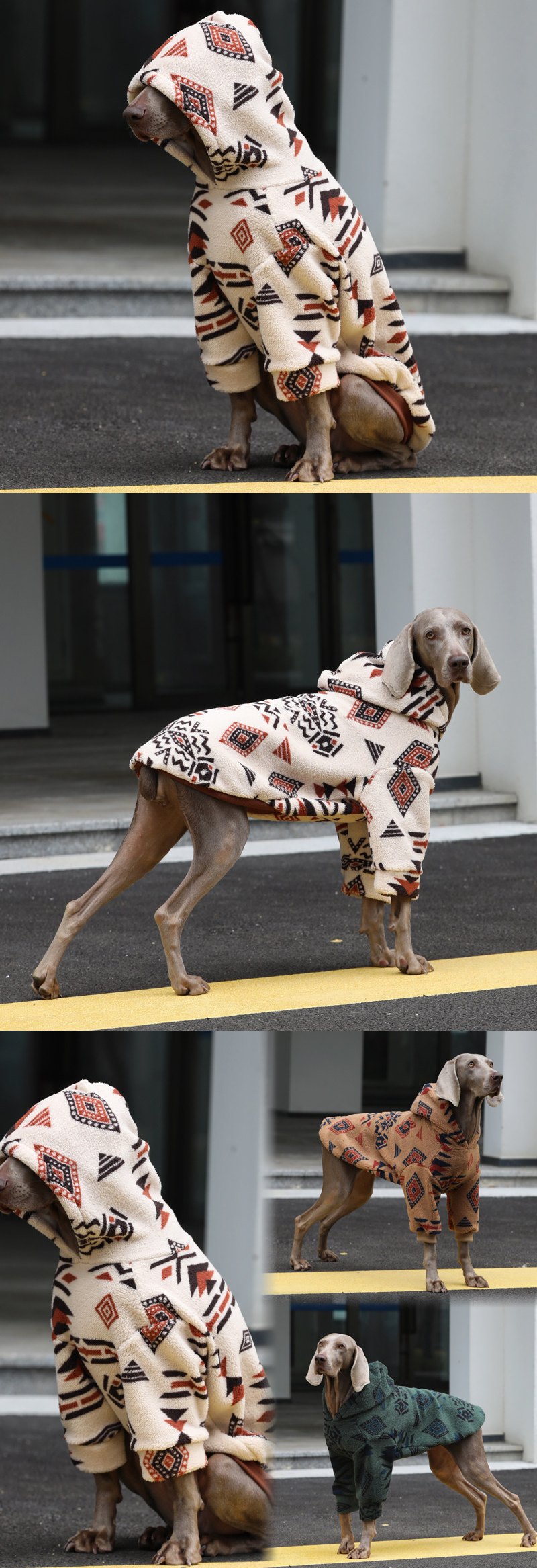 STAYPAW Diamond Print Polar Fleece Dog Hoodie, Warm Winter Coat for Medium & Large Dogs - Detail 4