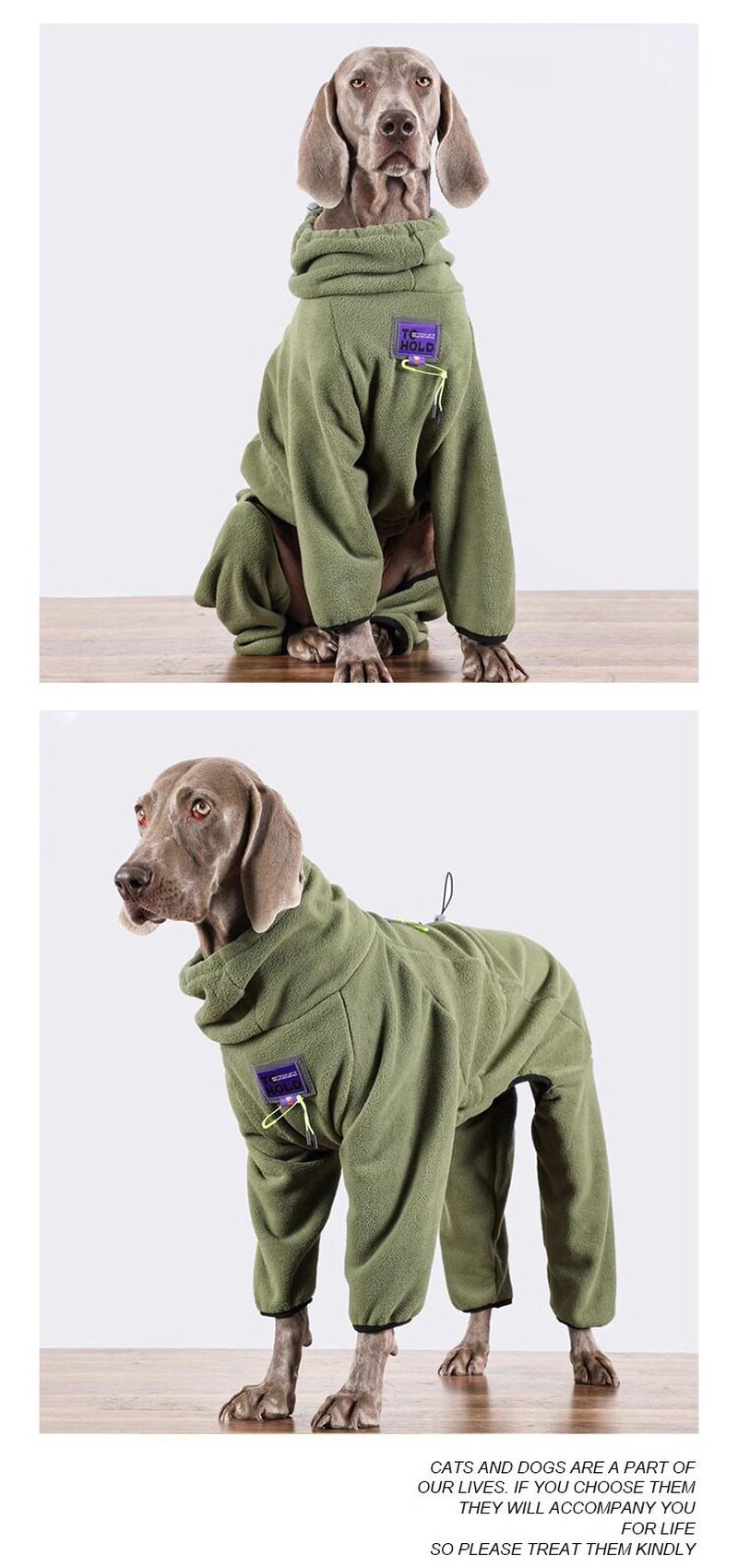 STAYPAW Large Dog Winter Jumpsuit Warm Fleece Lined Full Body Coat Sizes 7-12 - Detail 3