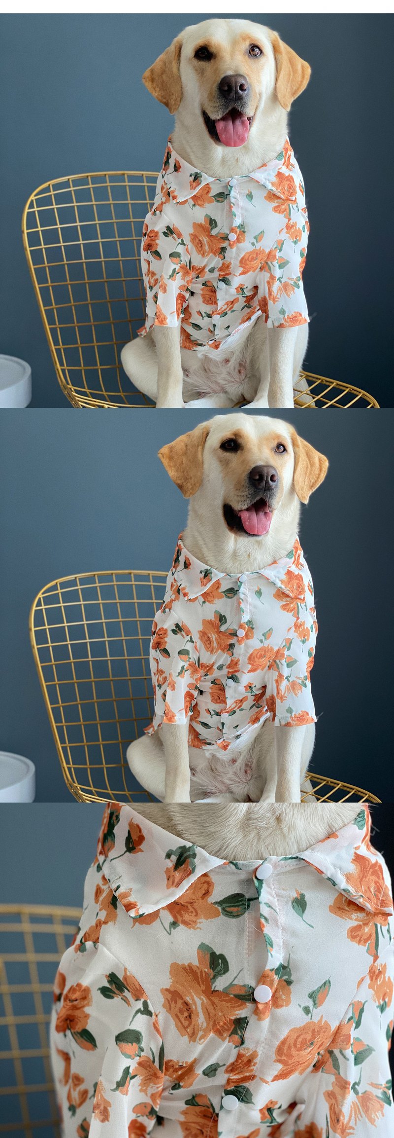 STAYPAW Lightweight Sun Protection Dog Shirt, Silky Summer Rose Print Floral Apparel - Detail 2