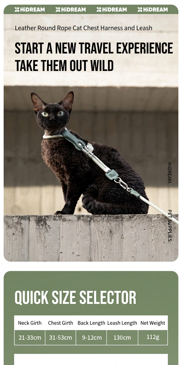 STAYPAW x HiDREAM Escape-Proof Cat Harness and Leash Set, Ultra-Lightweight Adjustable I-Shaped Vest - Detail 1