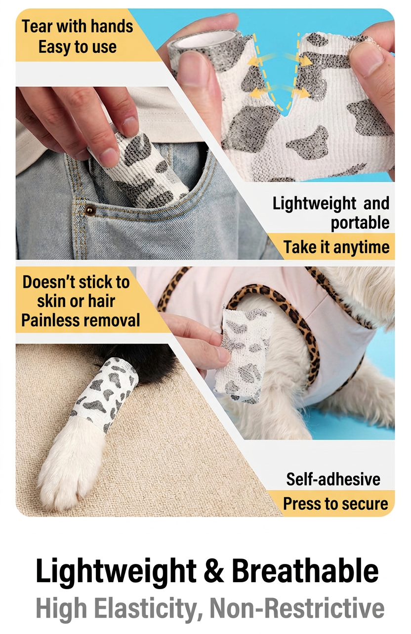 STAYPAW Breathable Elastic Self-Adhesive Pet Paw Wrap & Protective Bandages - Detail 2