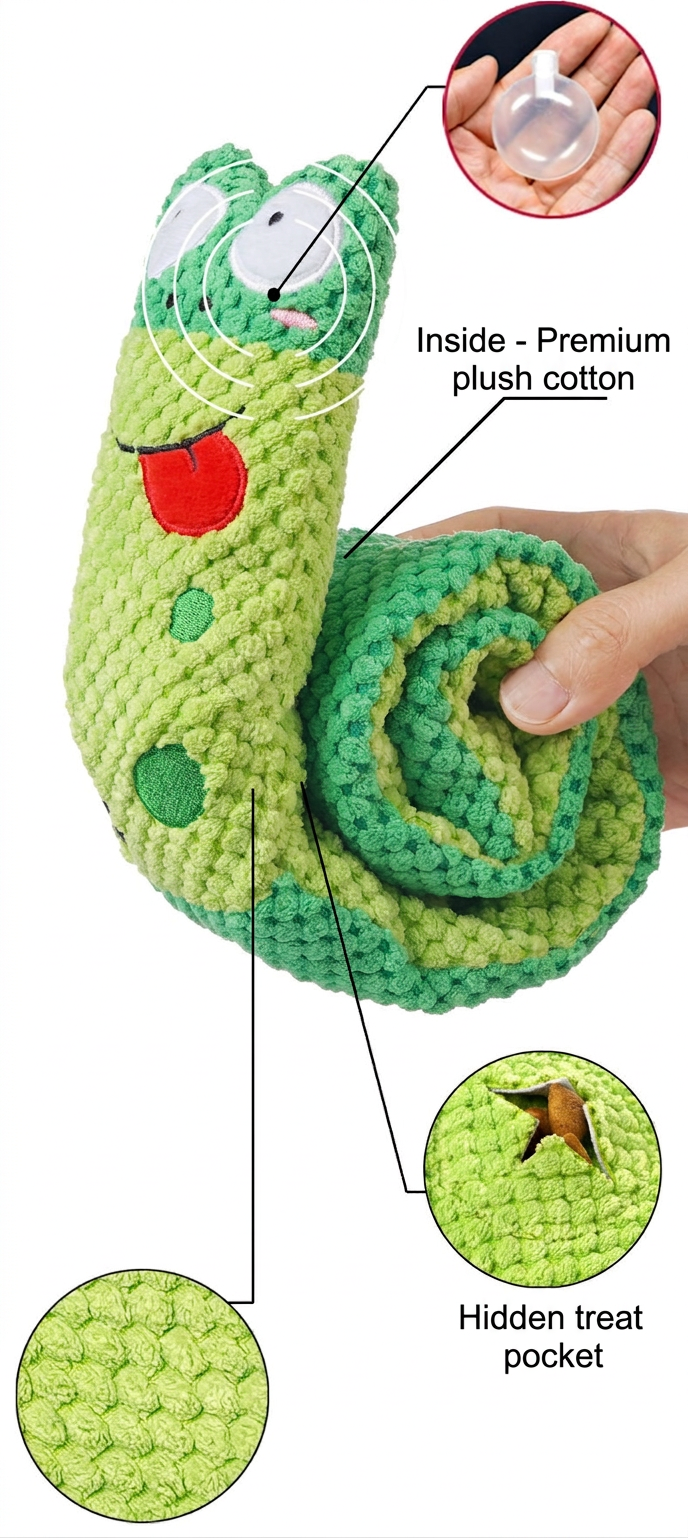 STAYPAW Interactive Squeaky Snuffle Dog Toy Roll-Up Treat Dispensing Puzzle - Detail 3