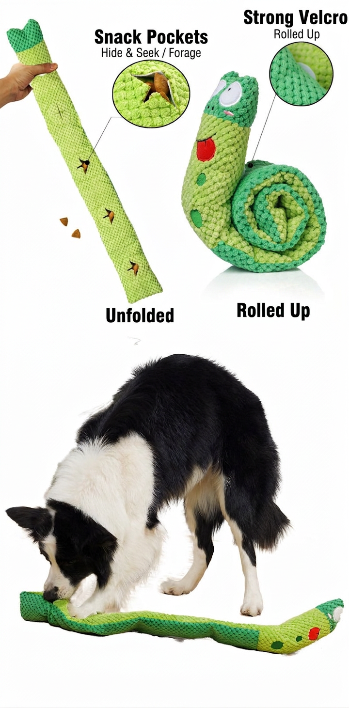 STAYPAW Interactive Squeaky Snuffle Dog Toy Roll-Up Treat Dispensing Puzzle - Detail 6