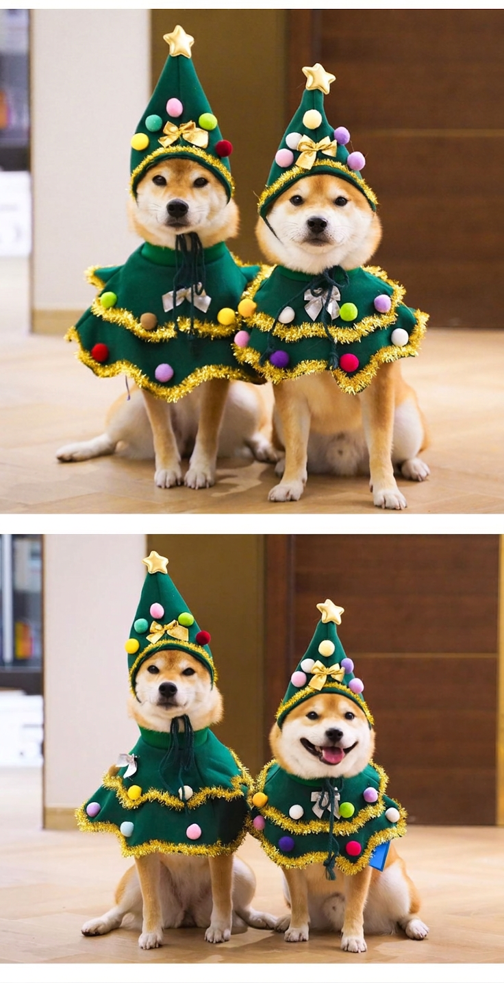 STAYPAW Walking Christmas Tree Dog Costume Set, Festive Holiday Scarf & Hat - Detail 7