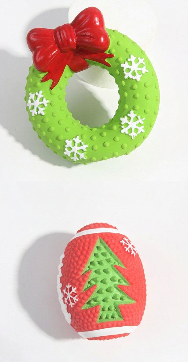 STAYPAW Natural Latex Squeaky Dog Chew Toys, Festive Teething Fetch Toys - Detail 5