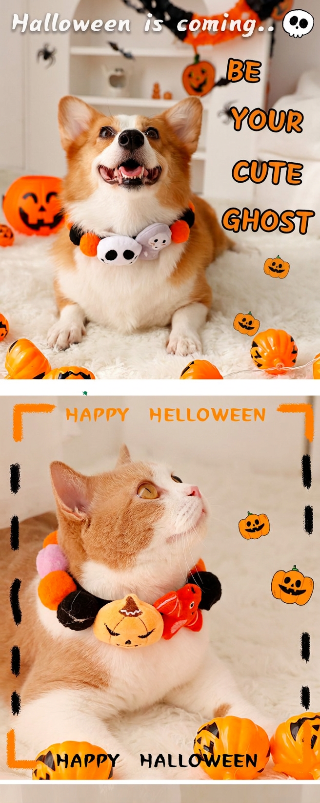 STAYPAW Holiday Pom-Pom Pet Collar, Plush Festival Cat & Dog Costume Band - Detail 5
