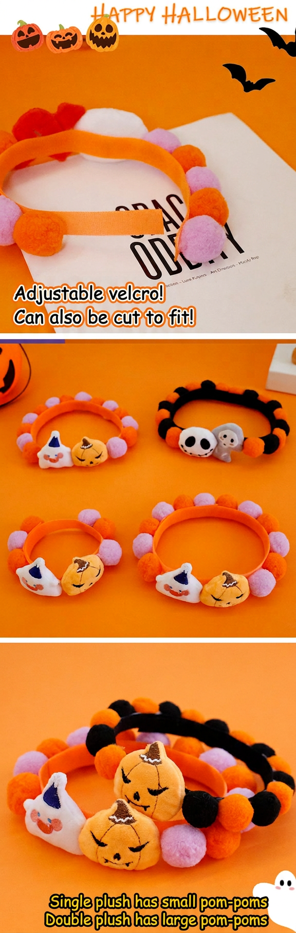STAYPAW Holiday Pom-Pom Pet Collar, Plush Festival Cat & Dog Costume Band - Detail 12