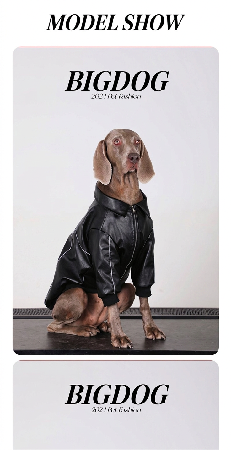 STAYPAW Faux Leather Dog Jacket Windproof Winter Coat for Medium & Large Dogs - Detail 2