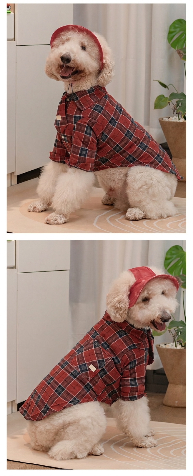 STAYPAW Classic Plaid Dog Shirt and Hat Set for Medium to Extra Large Breeds - Detail 4