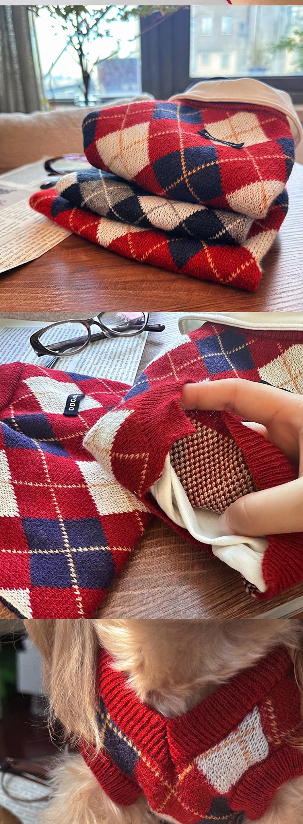 STAYPAW Classic Plaid Knit Dog Sweater for Small Dogs and Cats, XXS-XXL - Detail 4