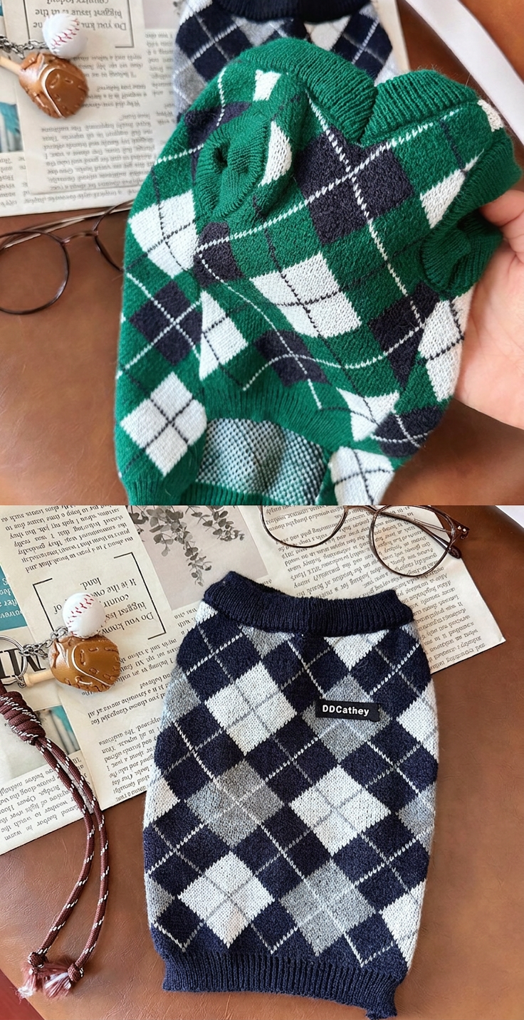 STAYPAW Classic Plaid Knit Dog Sweater for Small Dogs and Cats, XXS-XXL - Detail 7