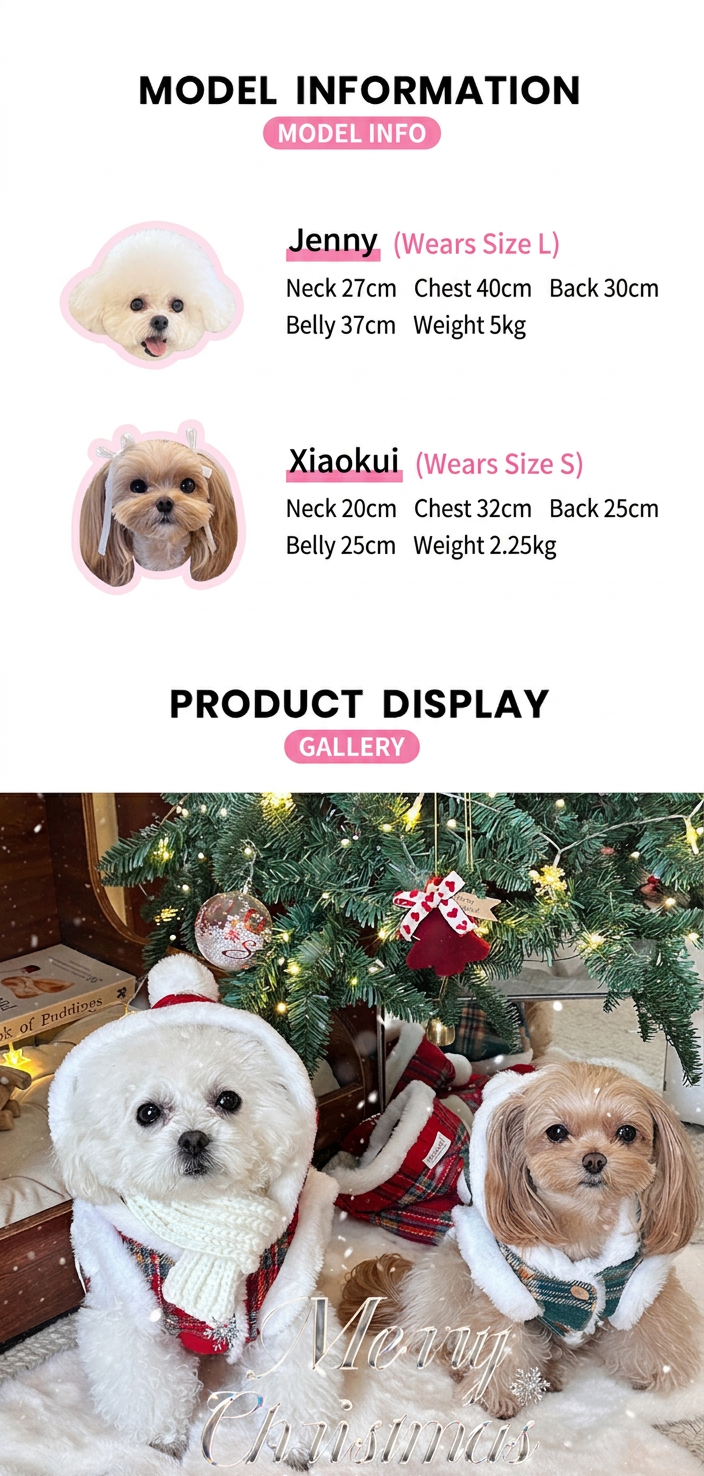 STAYPAW Holiday Plaid Fleece Dog Coat Warm Padded Winter Pet Jacket for Small Dogs - Detail 2
