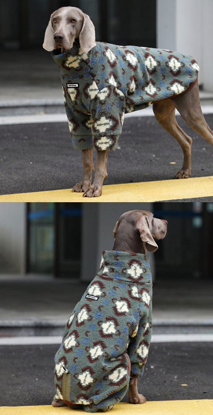 STAYPAW Double-Sided Fleece Dog Pajamas Warm Winter Bodysuit for Large Dogs - Detail 5