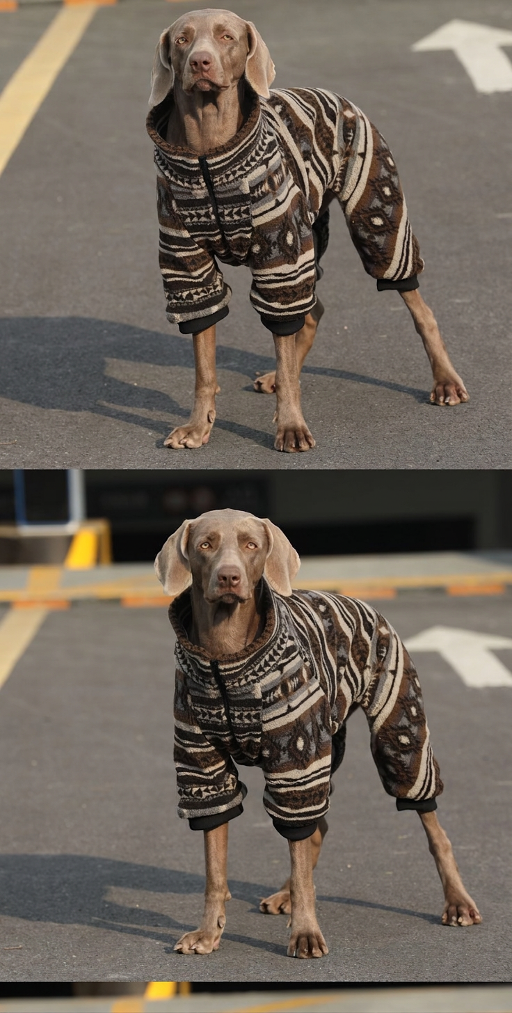 STAYPAW Retro Geometric Quilted Dog Coat Thermal Padded Cold Weather Jacket - Detail 2