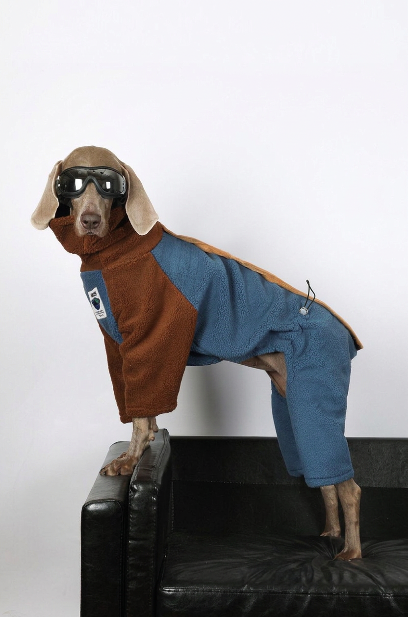 STAYPAW Large Dog Winter Fleece Bodysuit Warm Colorblock Four-Legged Jumpsuit - Detail 4