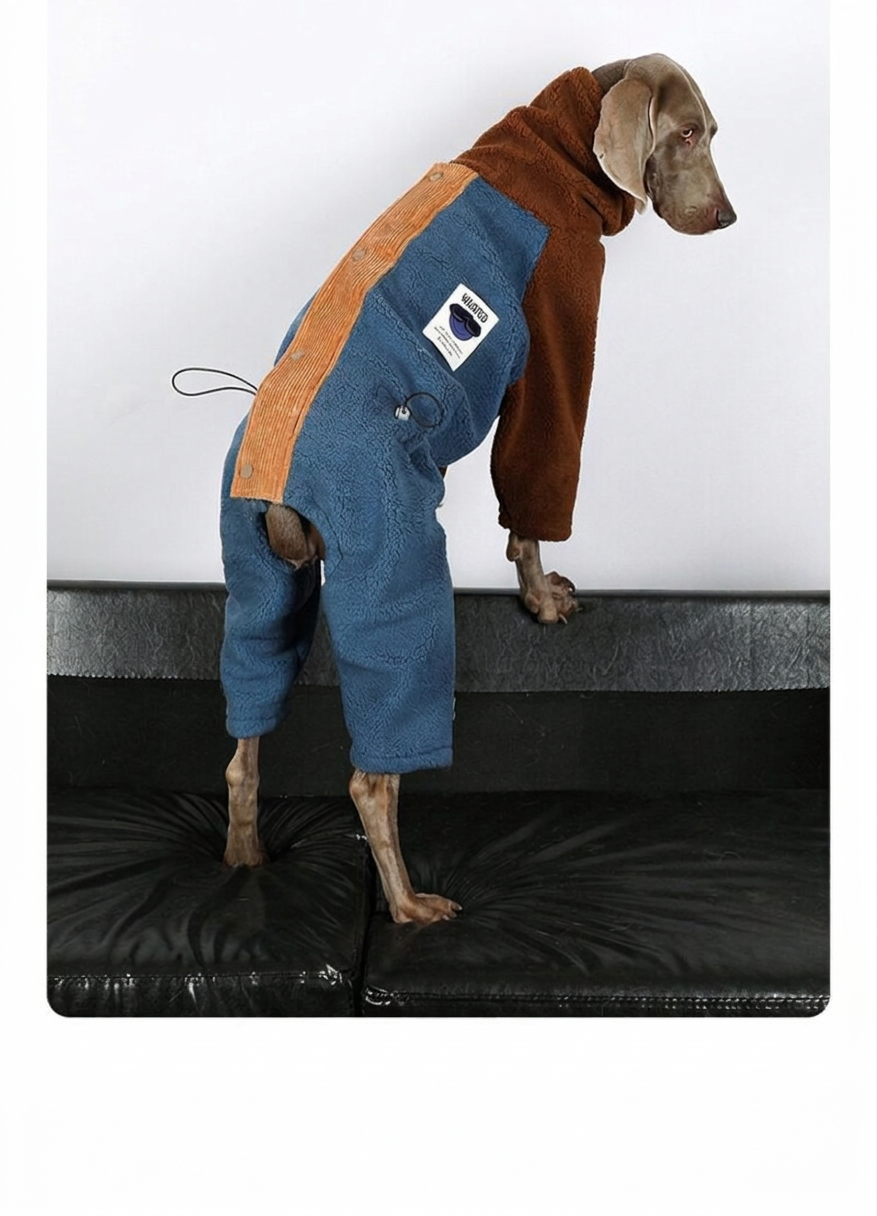 STAYPAW Large Dog Winter Fleece Bodysuit Warm Colorblock Four-Legged Jumpsuit - Detail 7