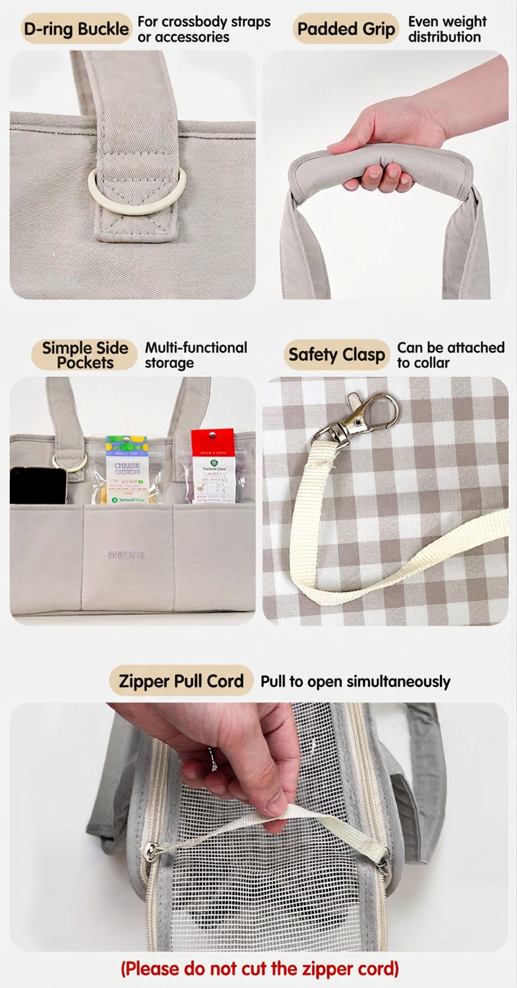 STAYPAW Canvas Pet Carrier Bag for Cats and Small Dogs, Portable Tote & Crossbody - Detail 3