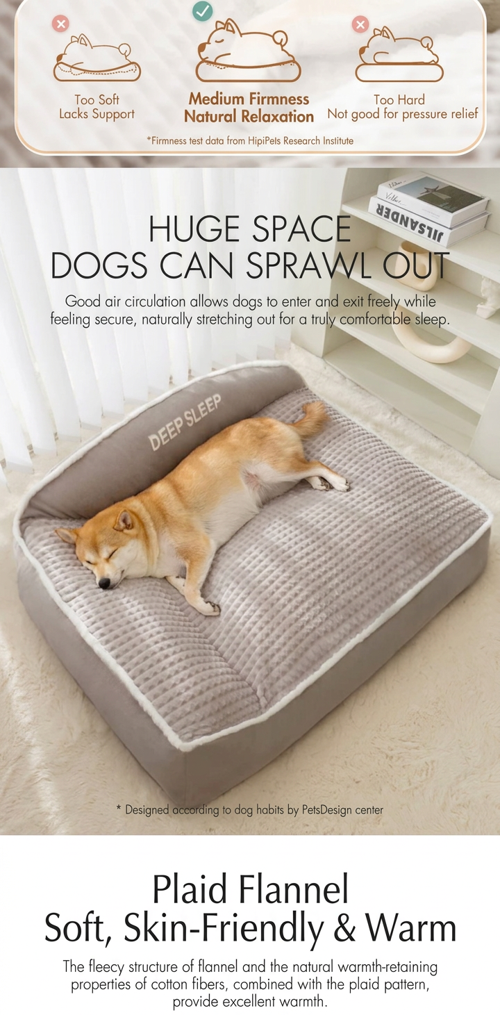 STAYPAW Orthopedic Bolster Dog Sofa Bed, Removable Washable Cover, Medium to 3XL - Detail 2