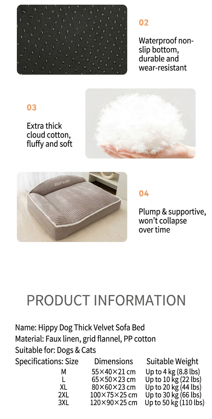 STAYPAW Orthopedic Bolster Dog Sofa Bed, Removable Washable Cover, Medium to 3XL - Detail 6