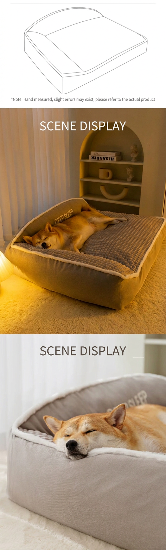 STAYPAW Orthopedic Bolster Dog Sofa Bed, Removable Washable Cover, Medium to 3XL - Detail 7